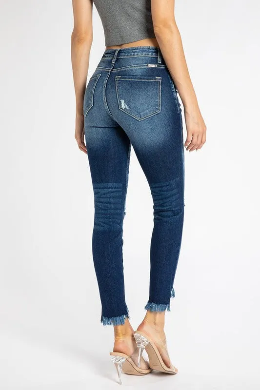 KanCan Frayed Hem Ankle Dark Skinny