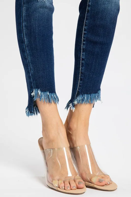 KanCan Frayed Hem Ankle Dark Skinny