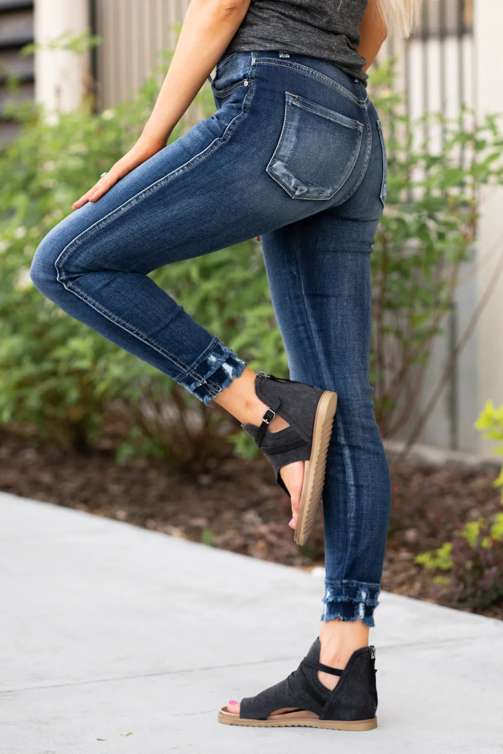 Kelley High Rise Double Fringe Hem Skinny