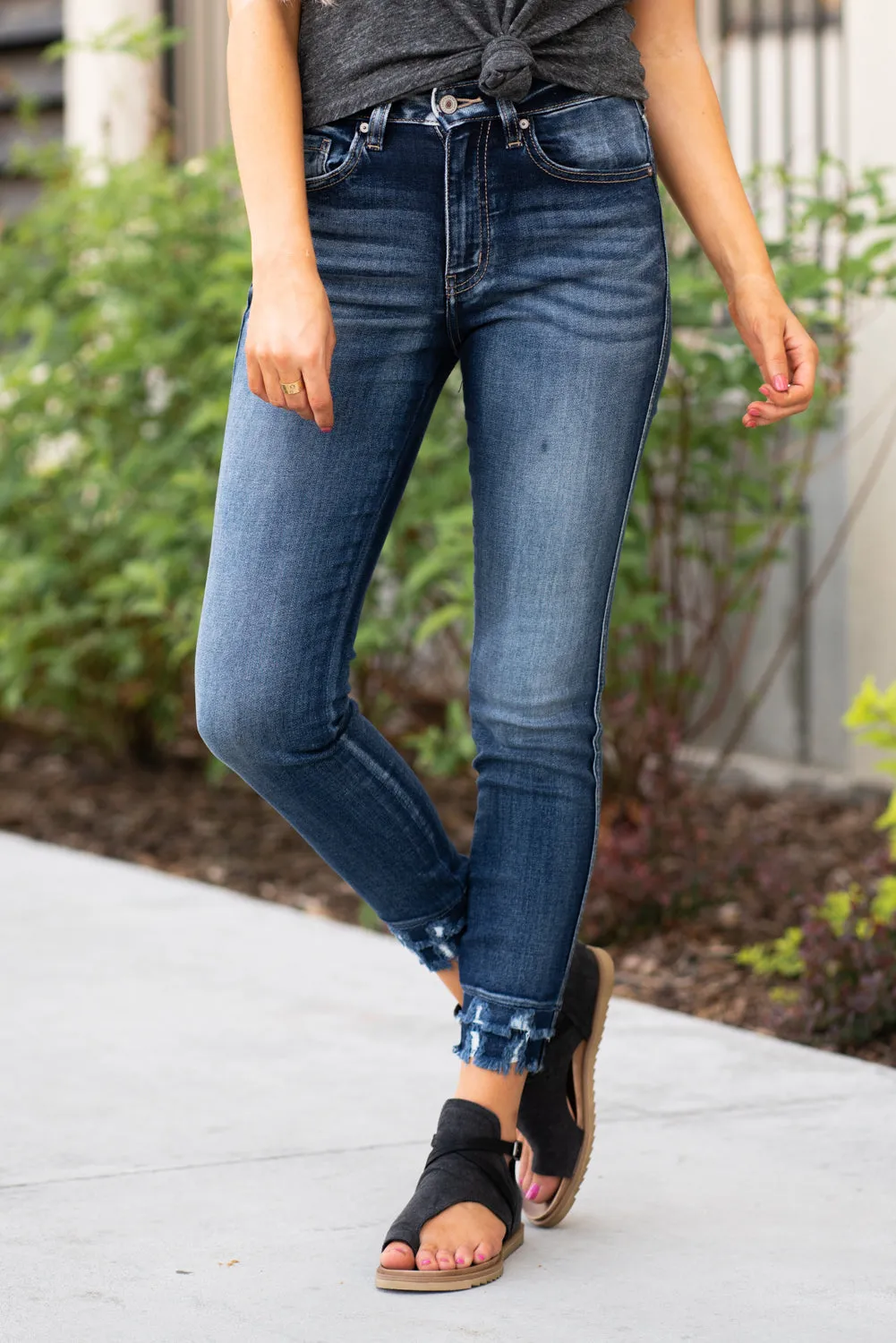 Kelley High Rise Double Fringe Hem Skinny