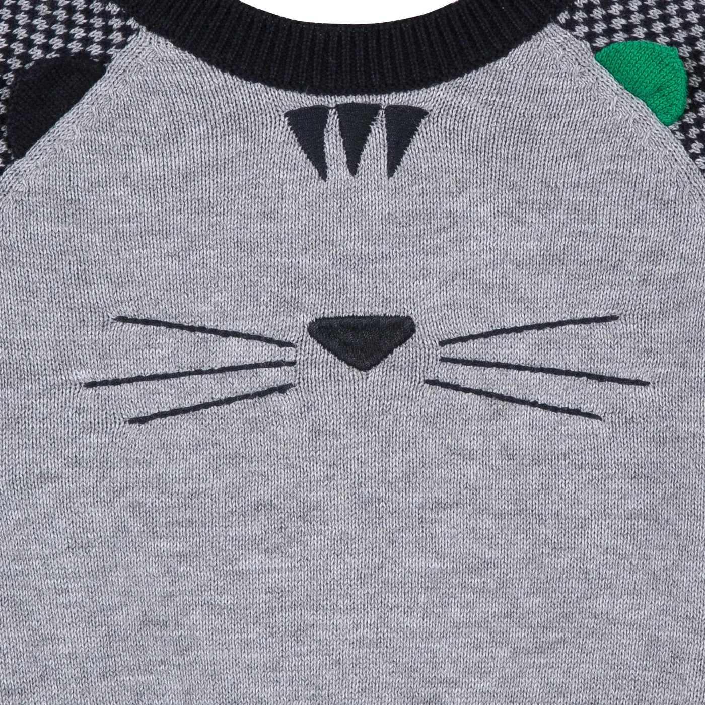 Knitted Cardigan With Cat Embroidered On Back