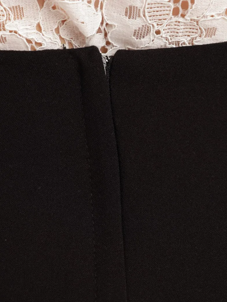 Ladies Curve Panelled Pencil Skirt - Black