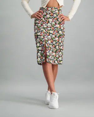 Ladies-Pencil Skirt With Front Slit