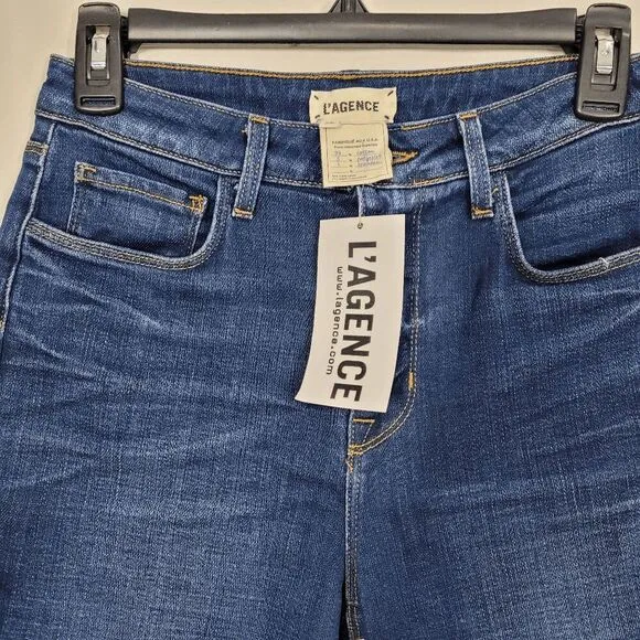 L'Agence Blue Taylor Bermuda Raw Hem Jean Shorts Size 26