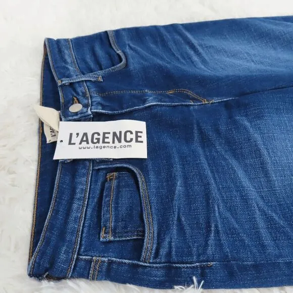 L'Agence Blue Taylor Bermuda Raw Hem Jean Shorts Size 26