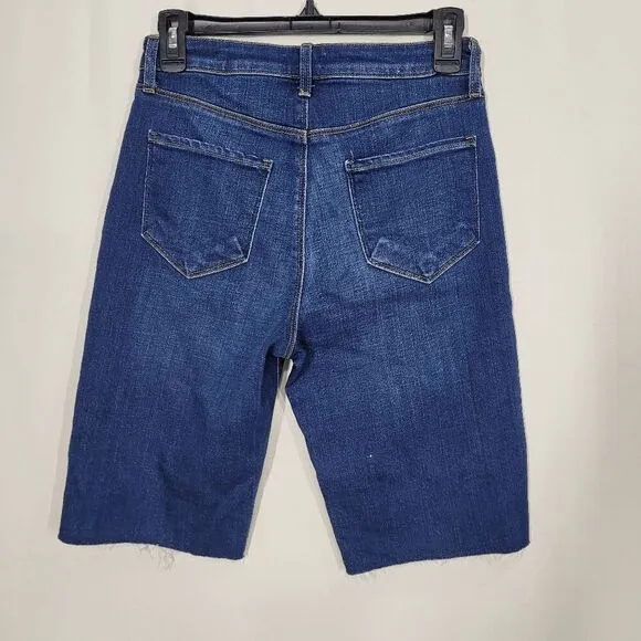 L'Agence Blue Taylor Bermuda Raw Hem Jean Shorts Size 26