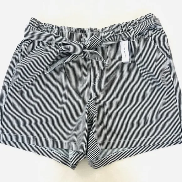 Lane Bryant Black White Striped High Rise Waist Tie Bermuda Shorts 18