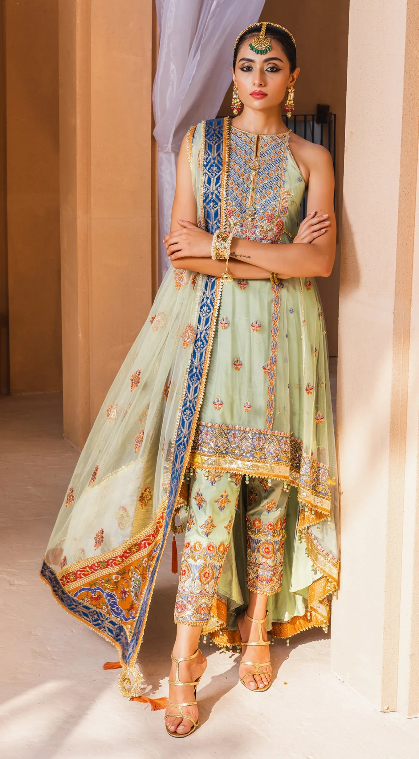 Latest Pakistani Formal Wear in Mint Green Shade #PF426