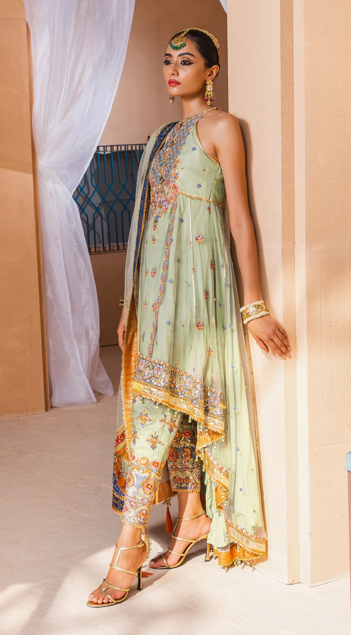Latest Pakistani Formal Wear in Mint Green Shade #PF426