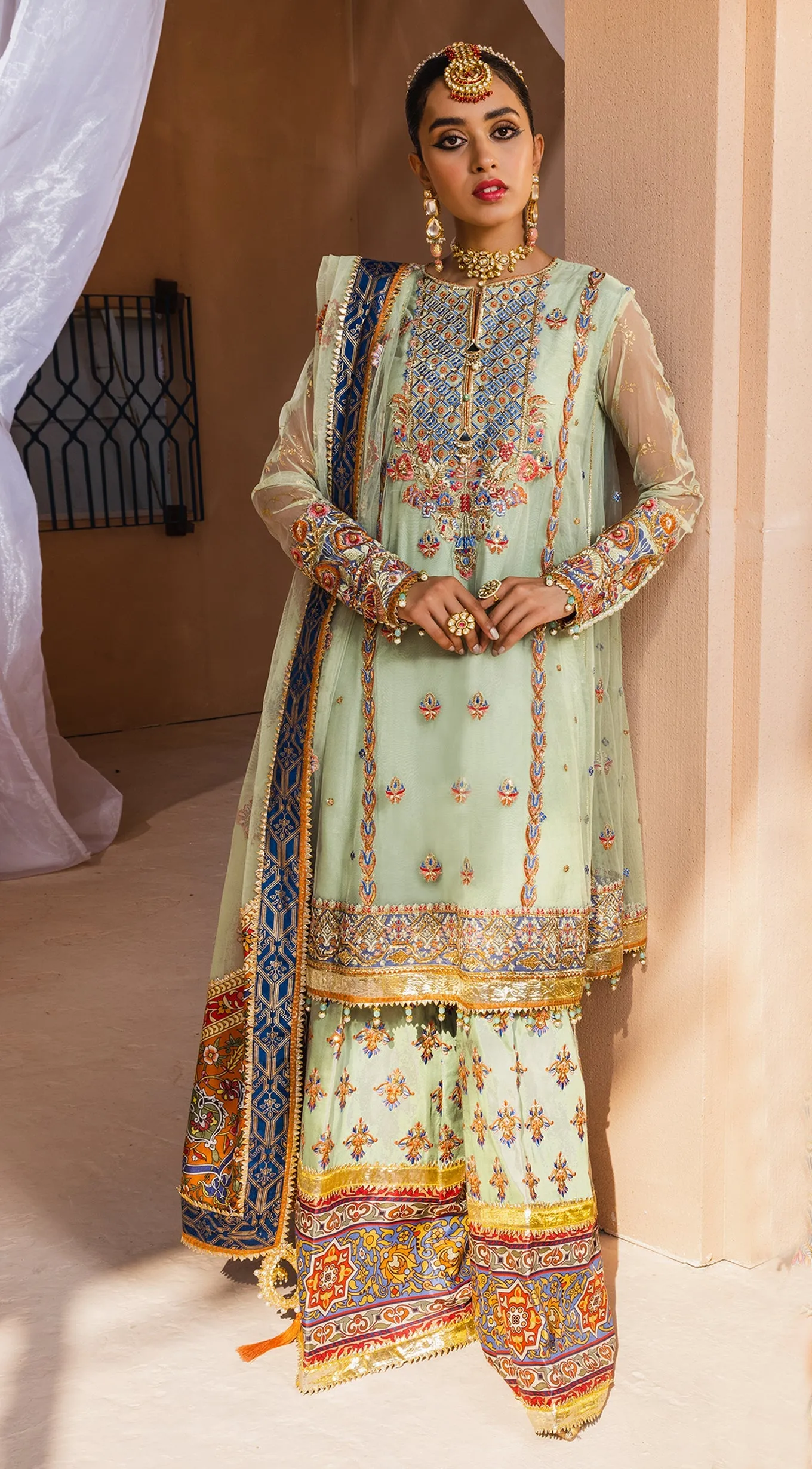 Latest Pakistani Formal Wear in Mint Green Shade #PF426