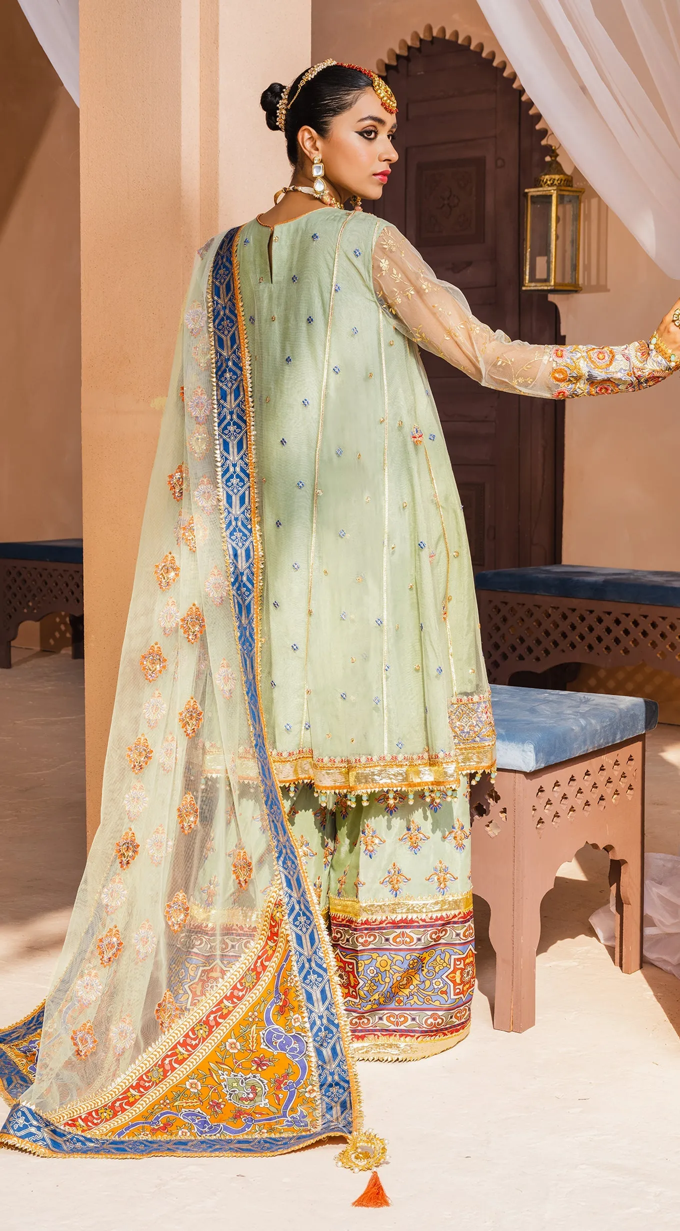 Latest Pakistani Formal Wear in Mint Green Shade #PF426
