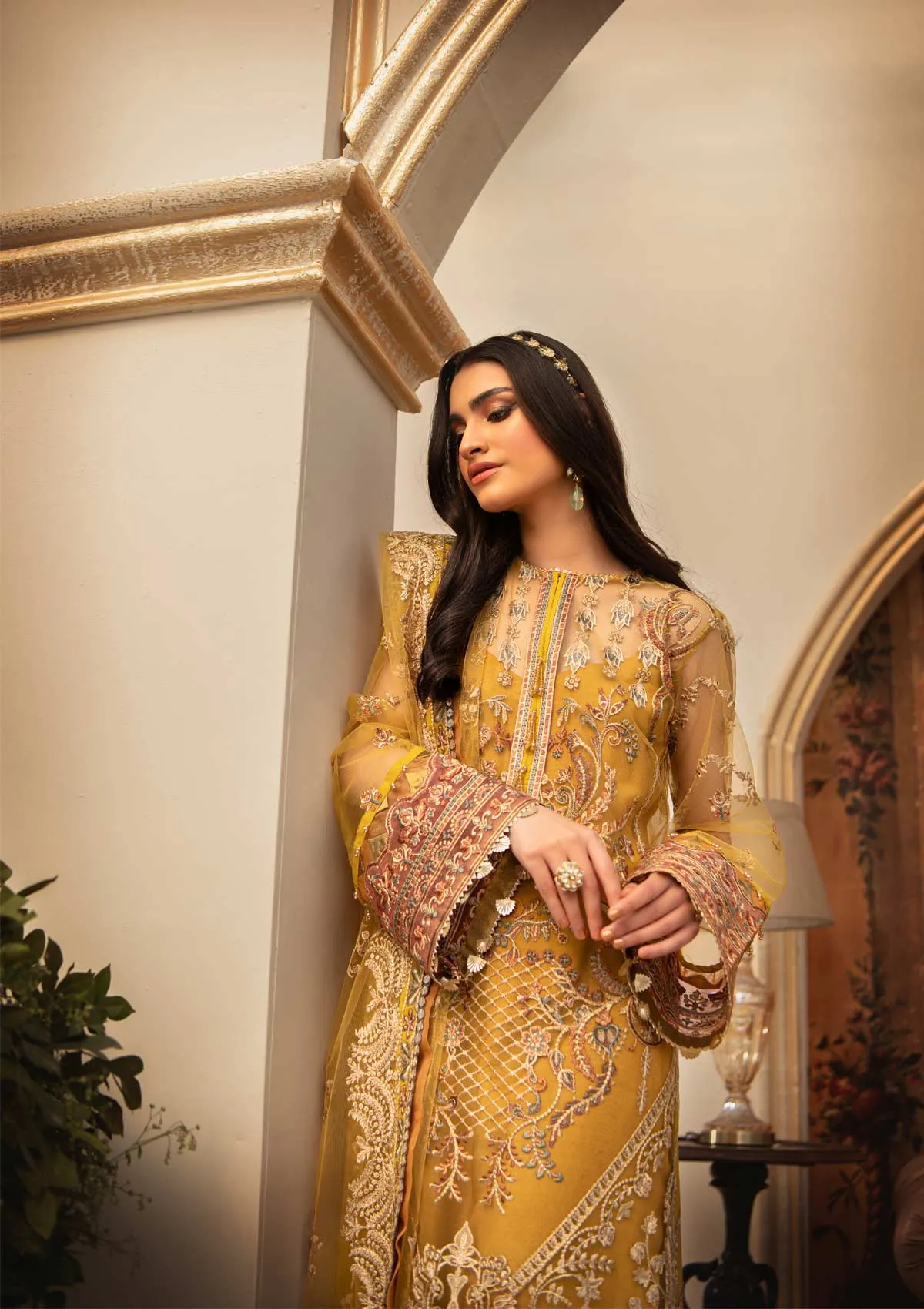 Latest Pakistani Yellow Dress in Long Style #PF453