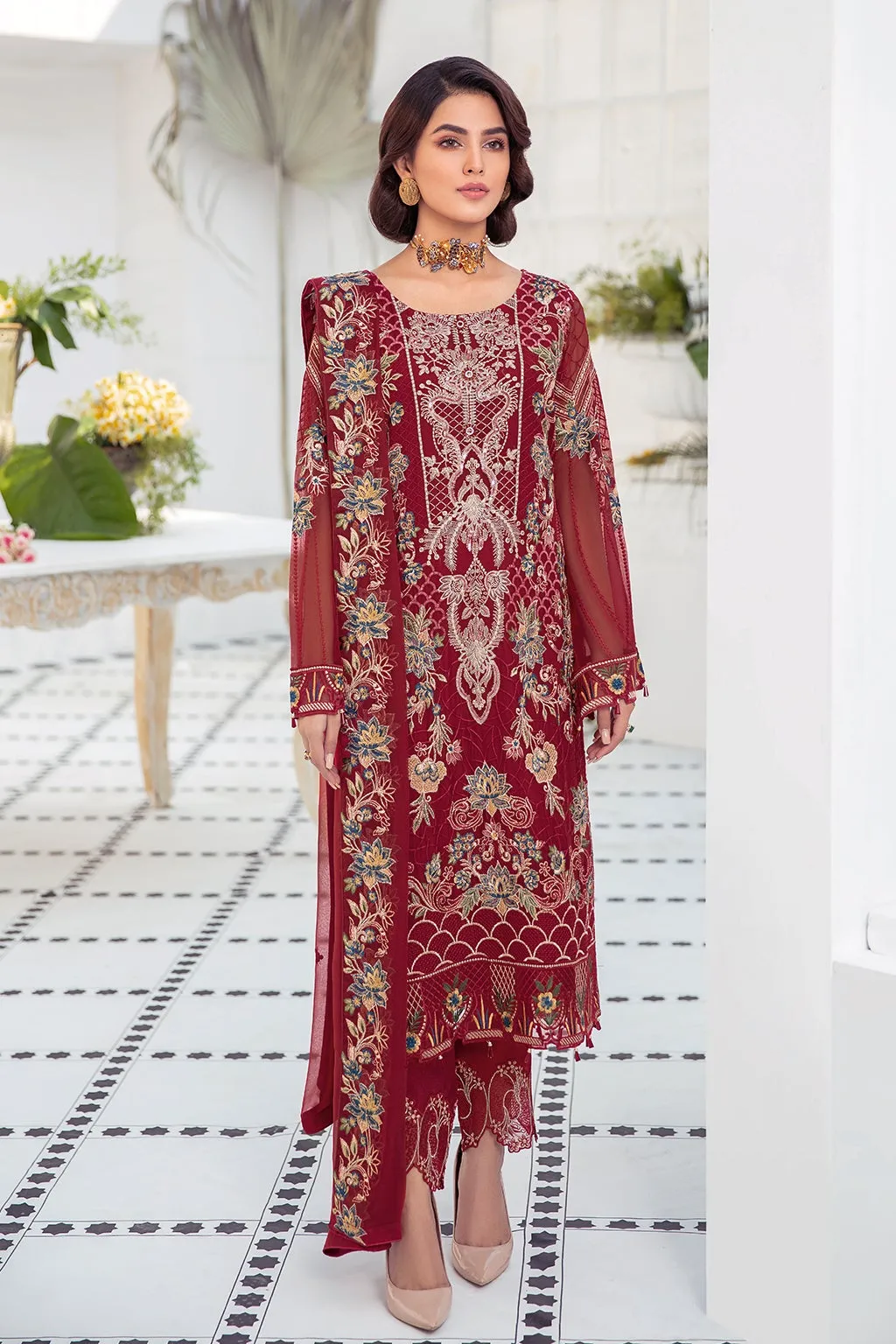 Latest Salwar Kameez USA Online in Red Color #PF375