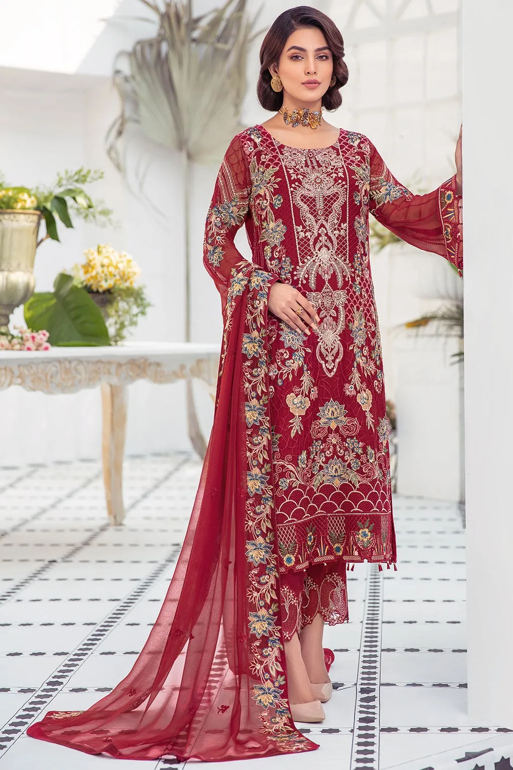Latest Salwar Kameez USA Online in Red Color #PF375