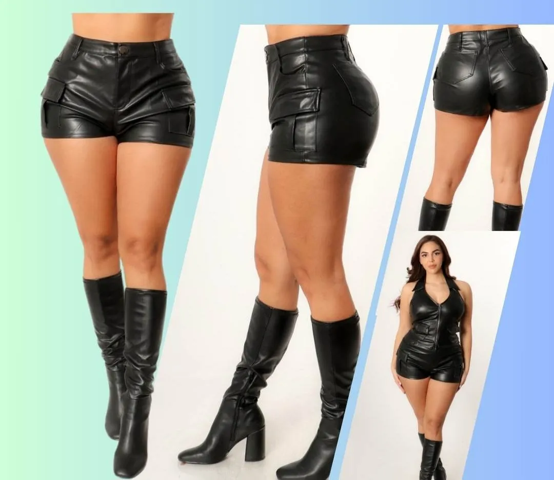 Leather Cargo Shorts