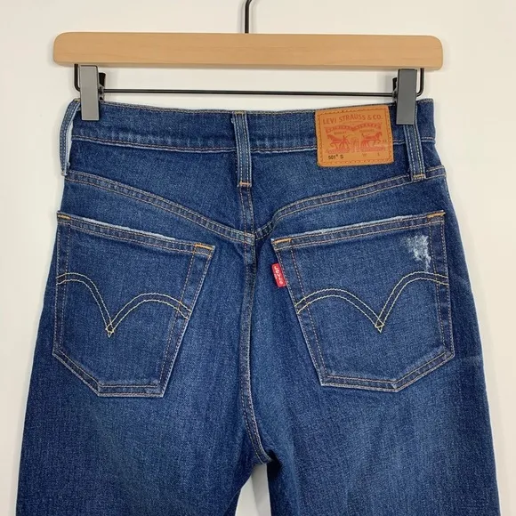 Levi’s 501 S Button Fly Raw Hem Skinny Denim Jeans