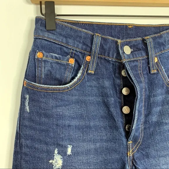 Levi’s 501 S Button Fly Raw Hem Skinny Denim Jeans