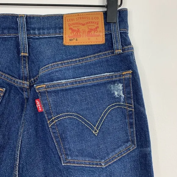Levi’s 501 S Button Fly Raw Hem Skinny Denim Jeans