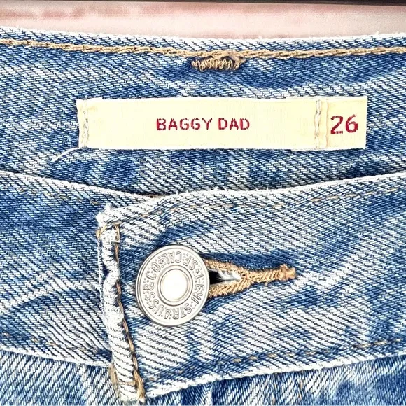 Levi’s Light Wash Distressed Baggy Dad Cutoff Denim Bermuda Jean Shorts