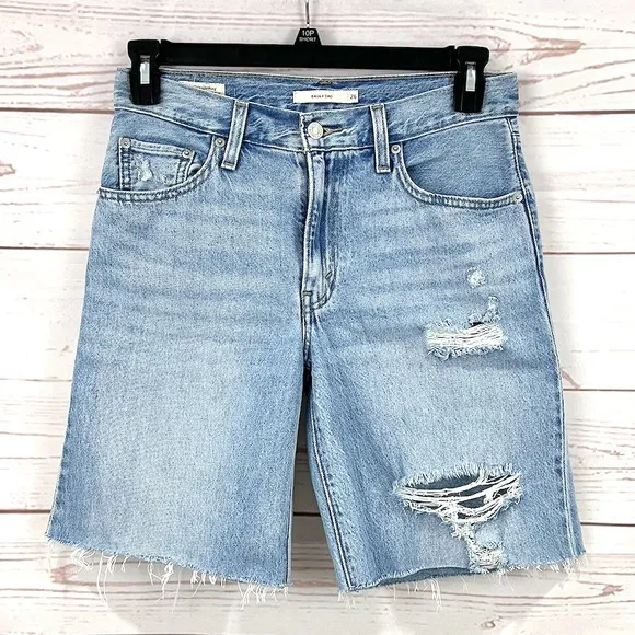Levi’s Light Wash Distressed Baggy Dad Cutoff Denim Bermuda Jean Shorts