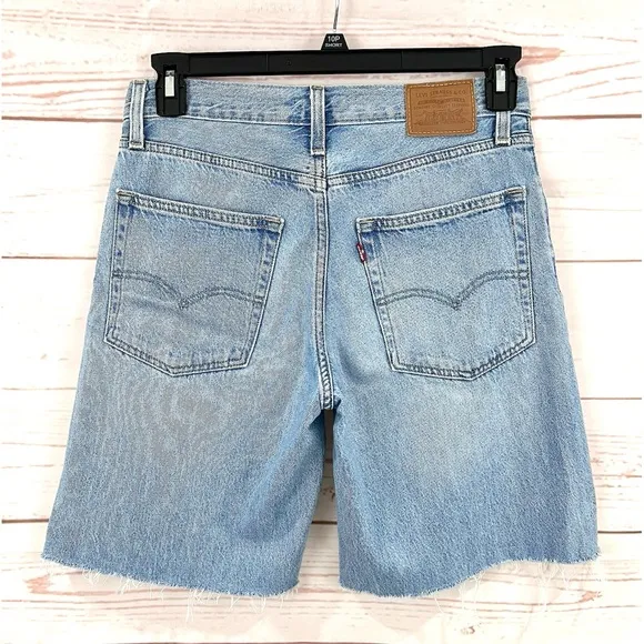 Levi’s Light Wash Distressed Baggy Dad Cutoff Denim Bermuda Jean Shorts