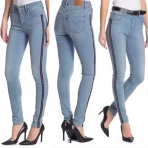 Levi’s Premium 721 High Rise Skinny Jeans Side Stripe size 27