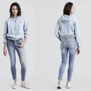 LEVI’S Wedgie Skinny Women’s Jeans Size 27 Blue Button Fly Raw Hem Stretch