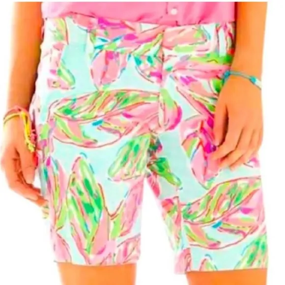 Lilly Pulitzer Floral Neon Chipper Bermuda Shorts Size 0