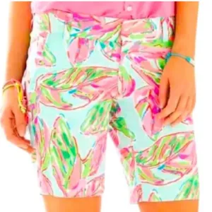 Lilly Pulitzer Floral Neon Chipper Bermuda Shorts Size 0