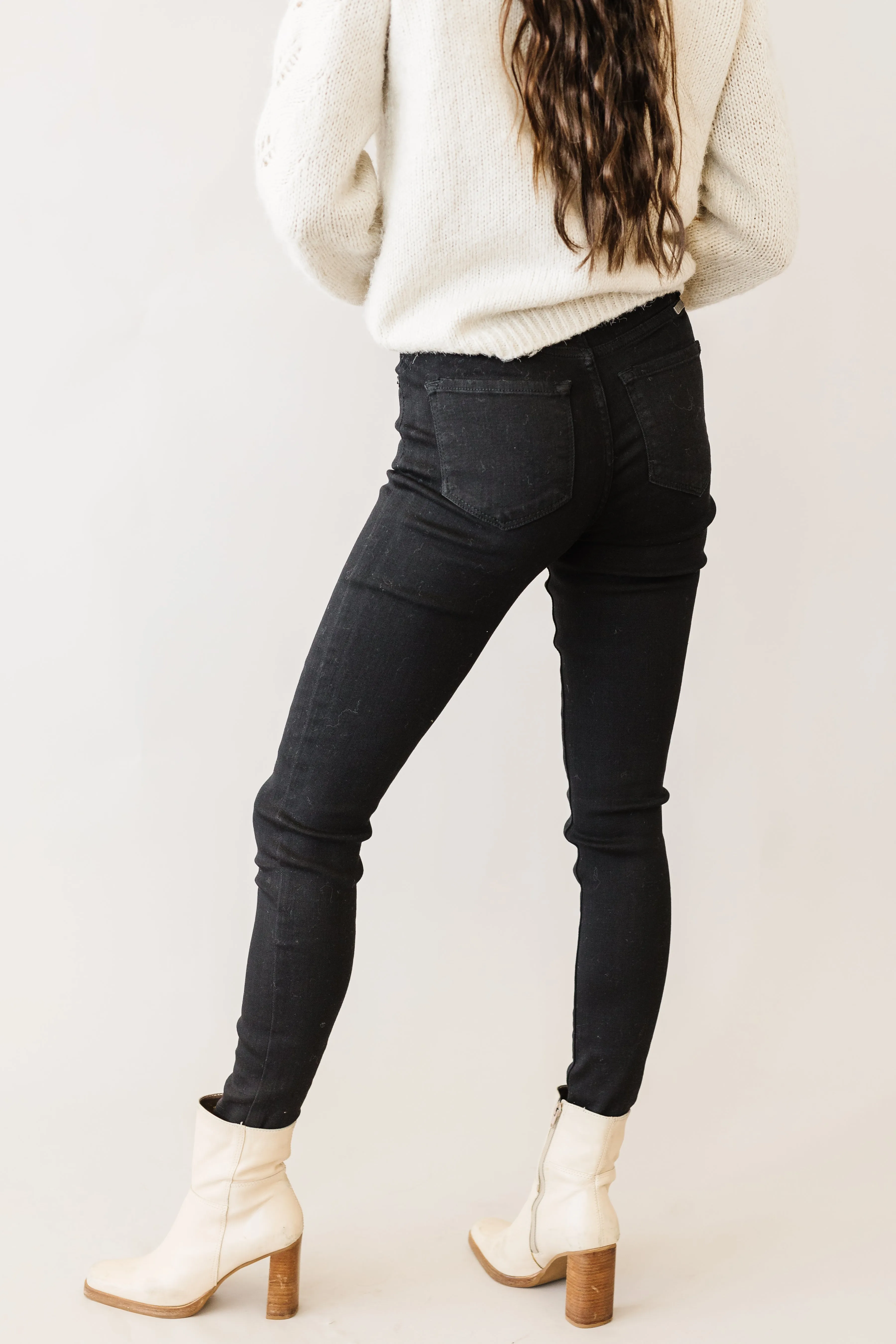 Live Forever Kancan Button Fly Skinny in Ebony