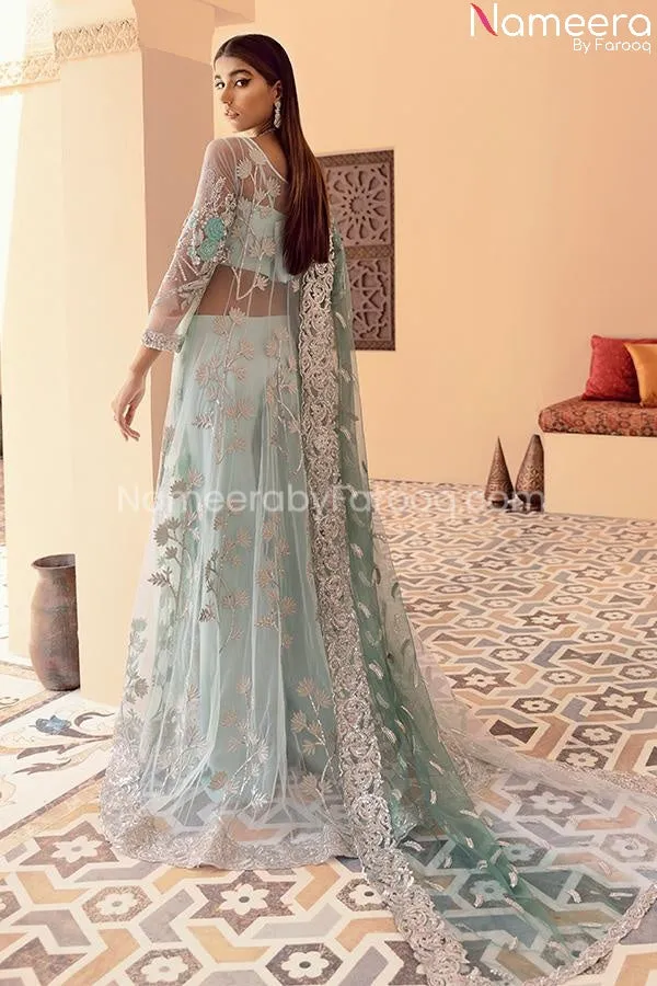 Long Dress Pakistani In Sky Blue Color 2021 #PF220