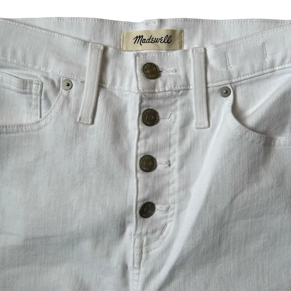 MADEWELL 10” High-Rise Skinny Crop White Denim Jeans - 29”