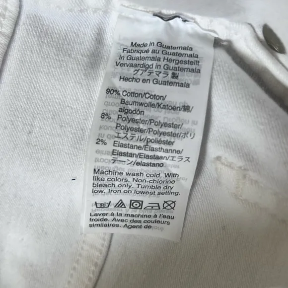 MADEWELL 10” High-Rise Skinny Crop White Denim Jeans - 29”
