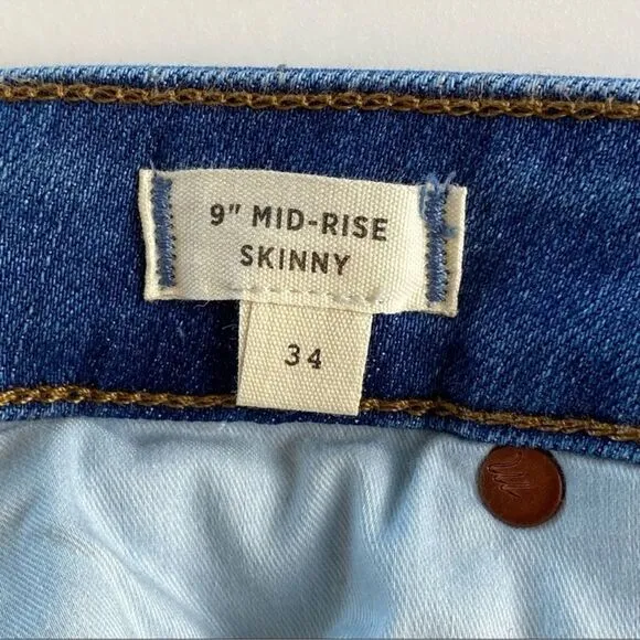 Madewell 9” High Rise Skinny Jeans Sz 34
