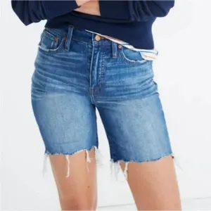 Madewell High-Rise Mid-Length Denim Shorts bernuda in Erwin Wash size 25