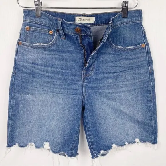 Madewell High-Rise Mid-Length Denim Shorts bernuda in Erwin Wash size 25