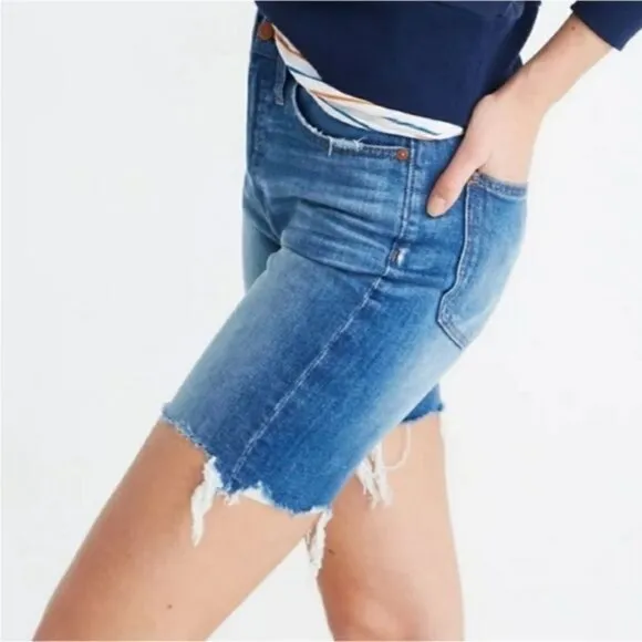 Madewell High-Rise Mid-Length Denim Shorts bernuda in Erwin Wash size 25