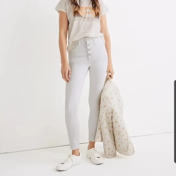 Madewell White 10&quot; High-Rise Button Fly Skinny Crop Jeans Size 25 NWT