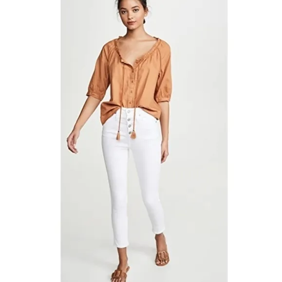 Madewell White 10&quot; High-Rise Button Fly Skinny Crop Jeans Size 25 NWT