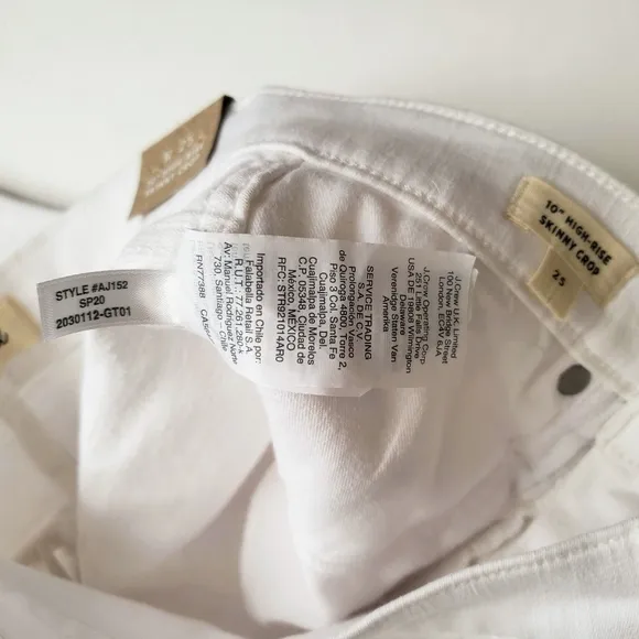 Madewell White 10&quot; High-Rise Button Fly Skinny Crop Jeans Size 25 NWT