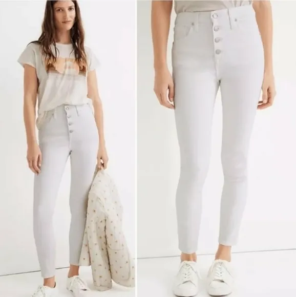Madewell White 10&quot; High-Rise Button Fly Skinny Crop Jeans Size 25 NWT