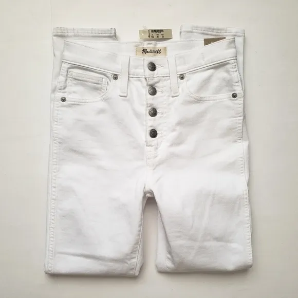 Madewell White 10&quot; High-Rise Button Fly Skinny Crop Jeans Size 25 NWT