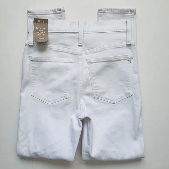 Madewell White 10&quot; High-Rise Button Fly Skinny Crop Jeans Size 25 NWT