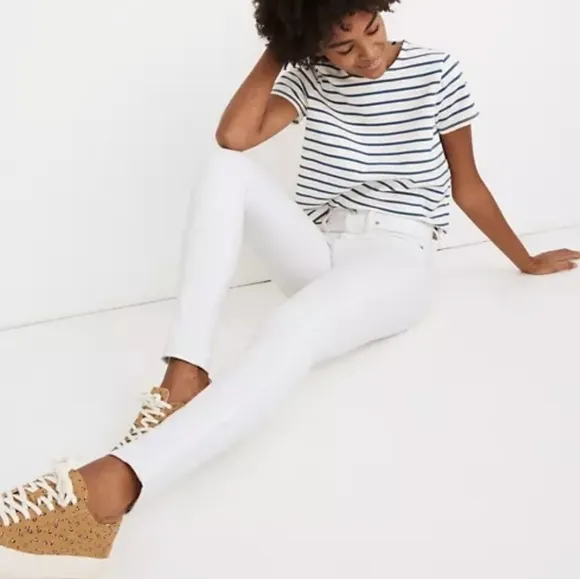 Madewell White 10&quot; High-Rise Button Fly Skinny Crop Jeans Size 25 NWT