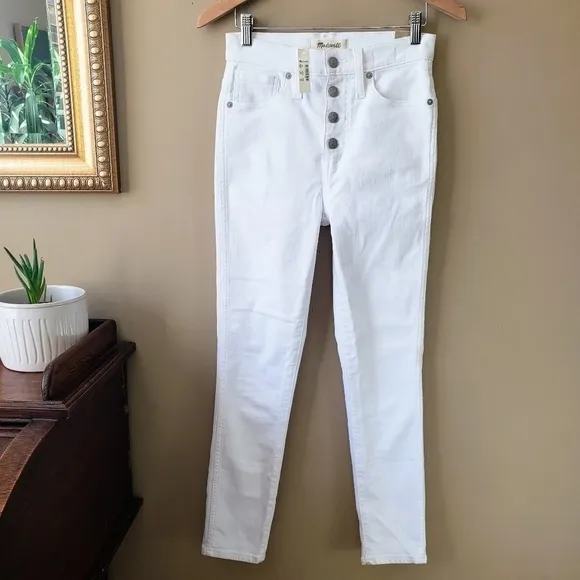 Madewell White 10&quot; High-Rise Button Fly Skinny Crop Jeans Size 25 NWT