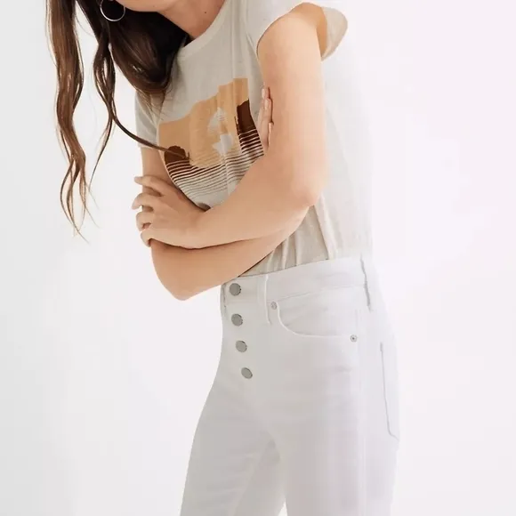Madewell White 10&quot; High-Rise Button Fly Skinny Crop Jeans Size 25 NWT