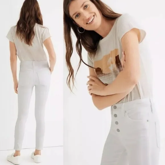 Madewell White 10&quot; High-Rise Button Fly Skinny Crop Jeans Size 25 NWT