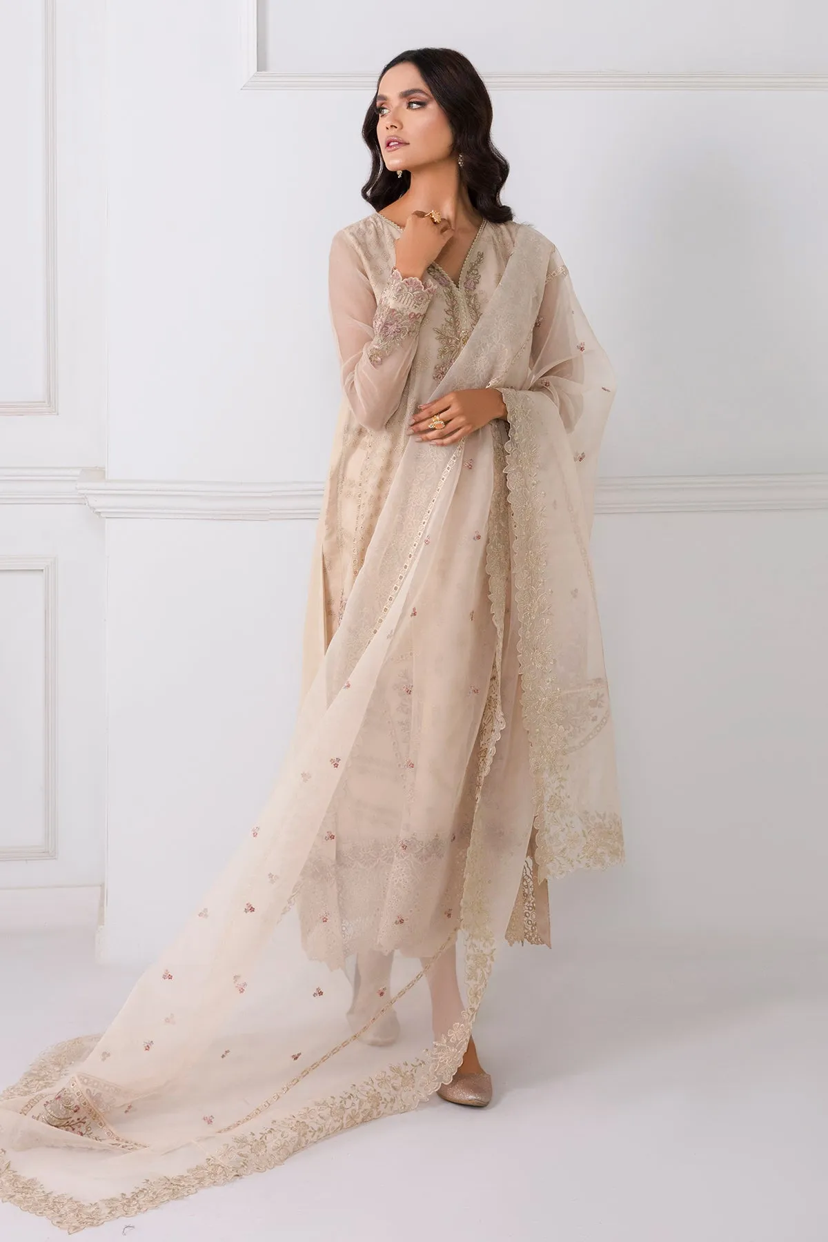 Maria B Pakistani Pink Party Dress In Long Kameez and Capri