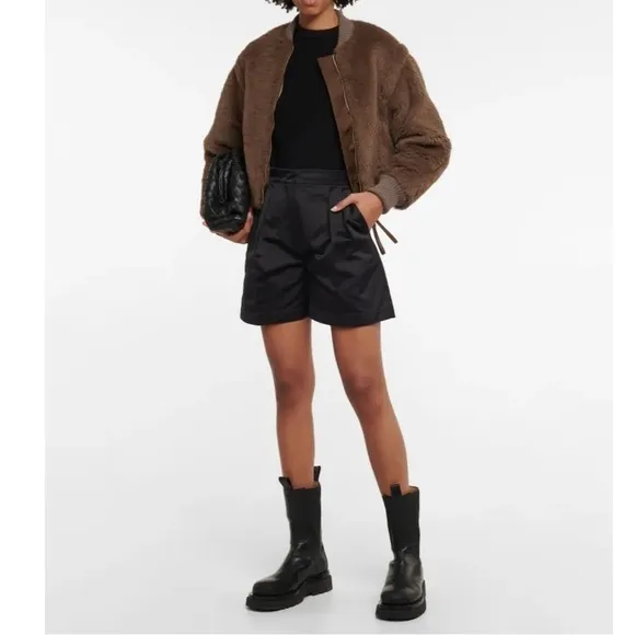 MaxMara burnt orange Highrise Bermuda pleated front shorts