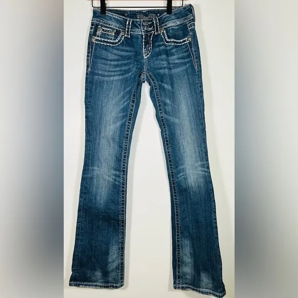 Miss Me bootcut JP4656-6 jeans stretch sequins sz 26 retro Y2K low rise